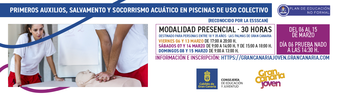 Plan de educación no formal 2026: Primeros auxilios, salvamento y socorrismo